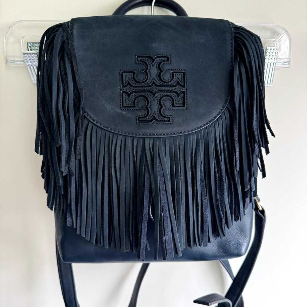 Tory Burch Harper Fringe Backpack Nubuck Leather … - image 2