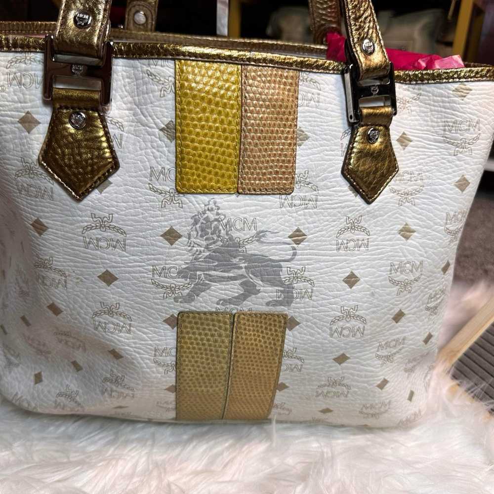 Authentic MCM Tote Bag Beige & Gold - image 4