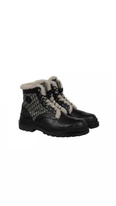 Dior Explorer Shearling Oblique Logo Boots Black B