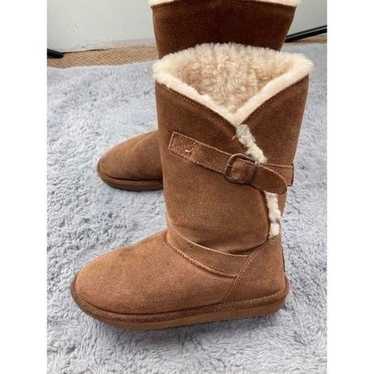BearPaw Tatum tan suede wool sheepskin boots