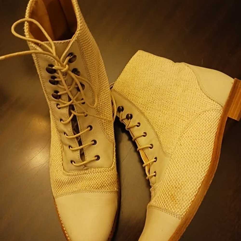 Vintage Valentina Canvas and Leather Ankle Boots … - image 2