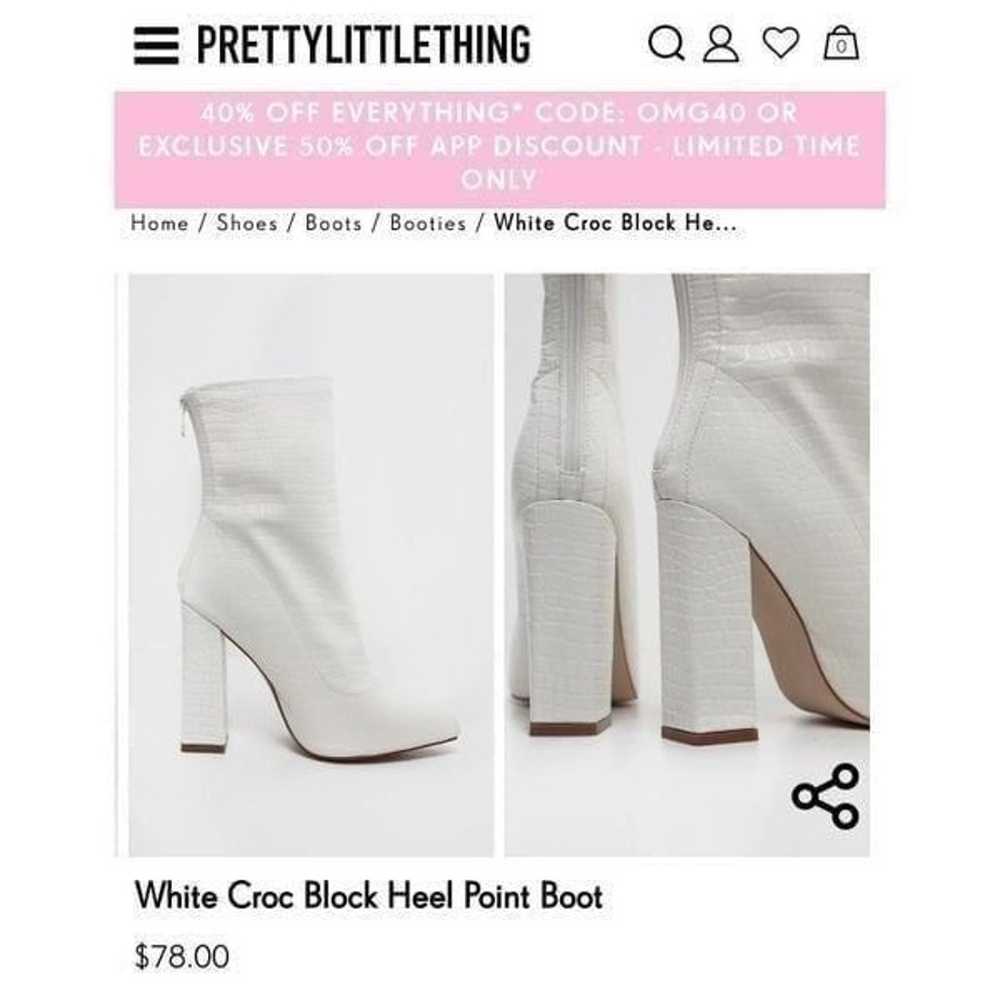 PrettyLittleThing White Croc Block Heel Point Boot - image 11
