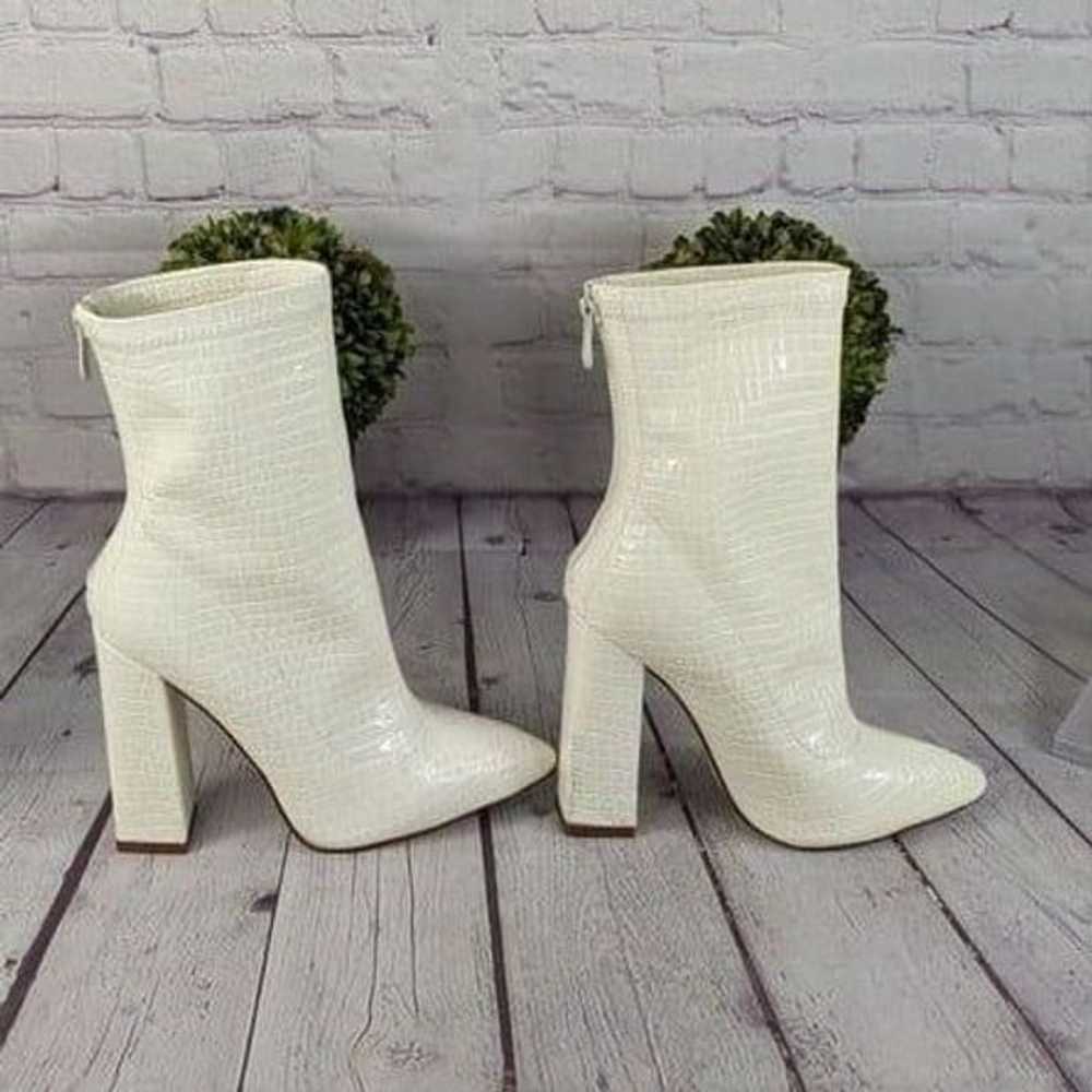 PrettyLittleThing White Croc Block Heel Point Boot - image 3