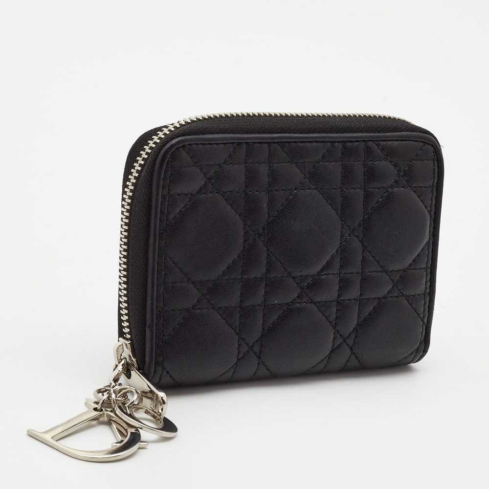 Dior DIOR Black Cannage Leather Lady Zip Compact … - image 3