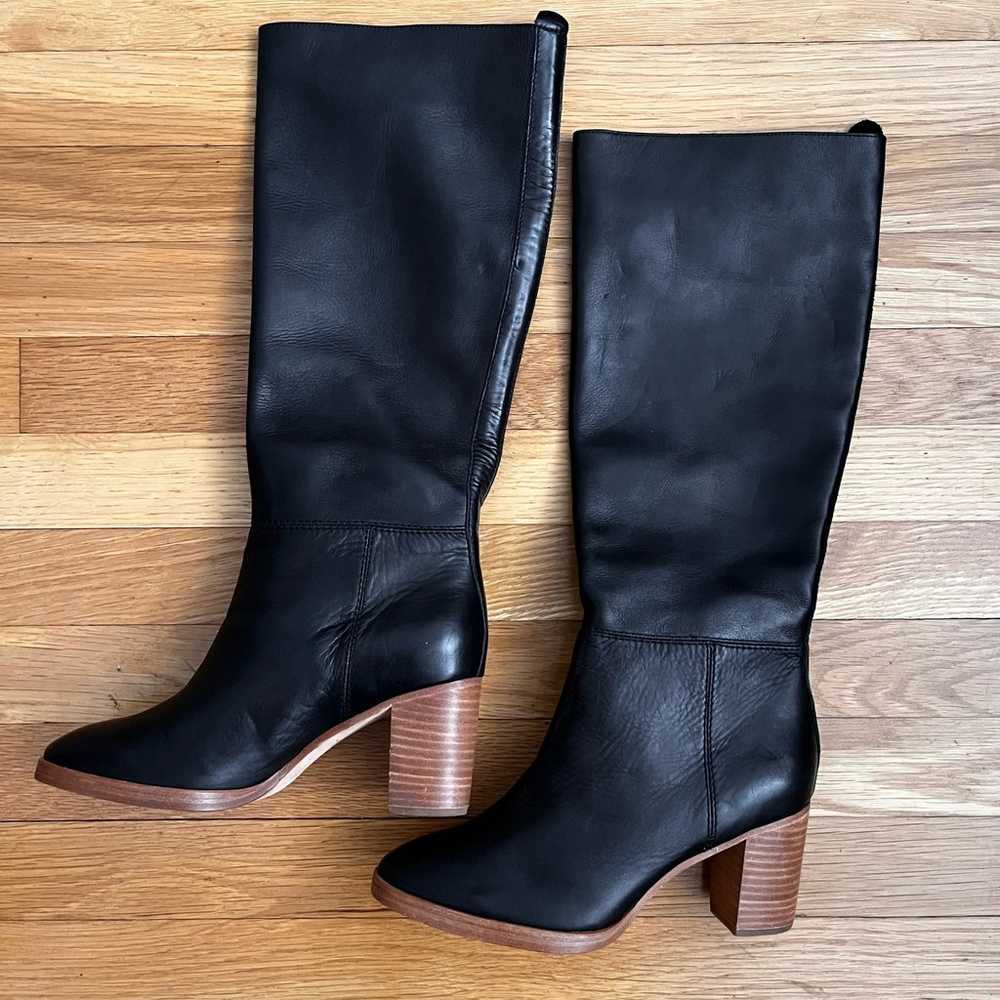 Joie Knee High Leather Block Heel Boots - Size 37 - image 6