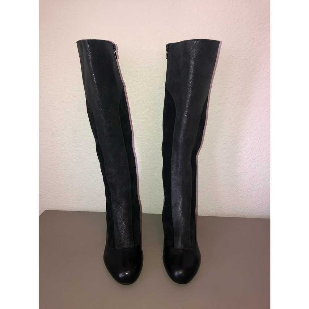 Chie Mihara Knee High Leather and Suede Black and… - image 1