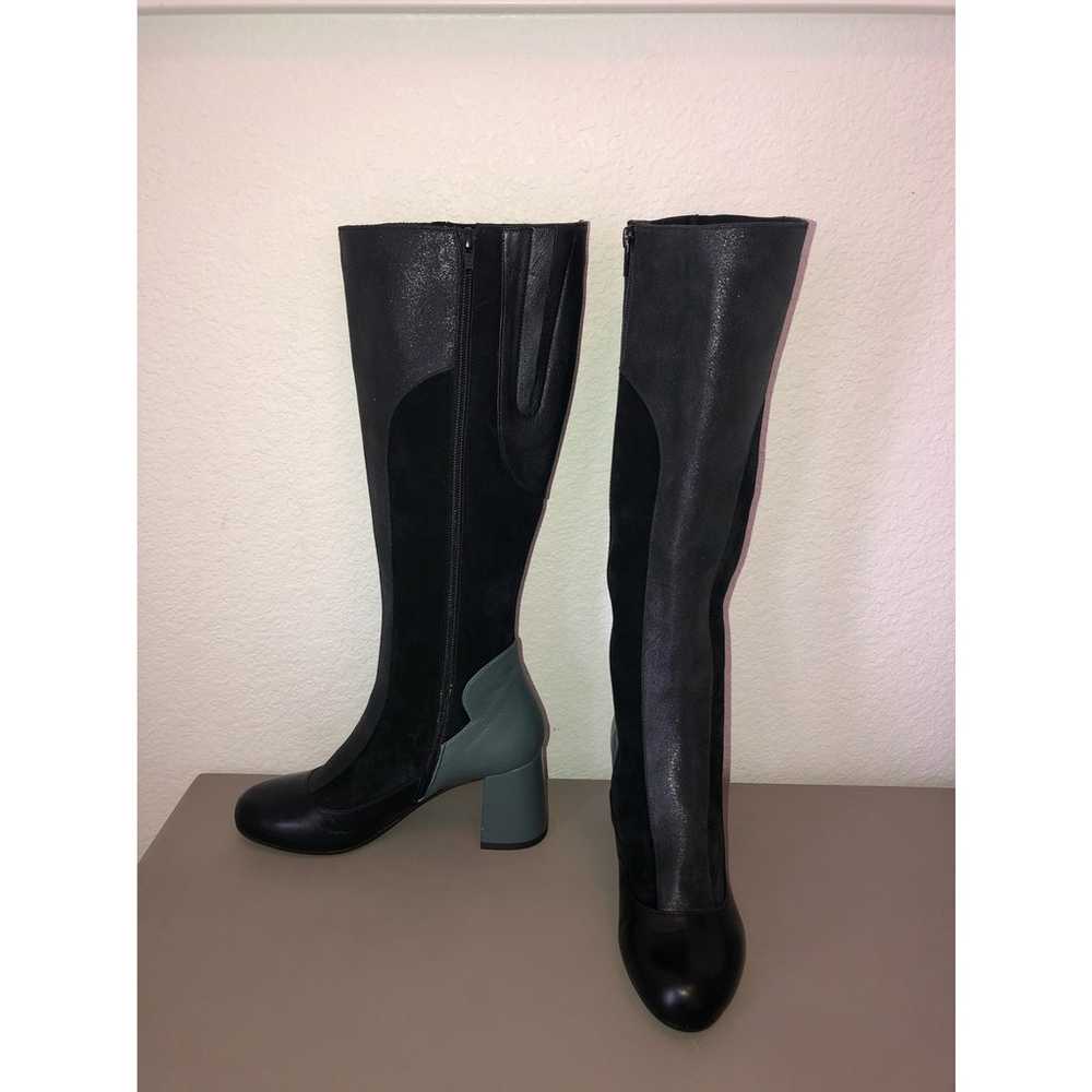 Chie Mihara Knee High Leather and Suede Black and… - image 2