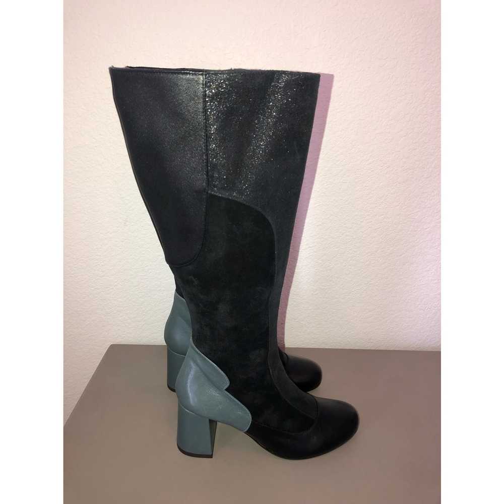 Chie Mihara Knee High Leather and Suede Black and… - image 5