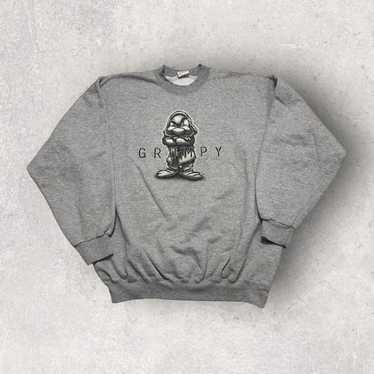 Vintage Disney Grumpy Sweatshirt Grey Medium Oversized Cozy Fleece 7 outlet Dwarfs