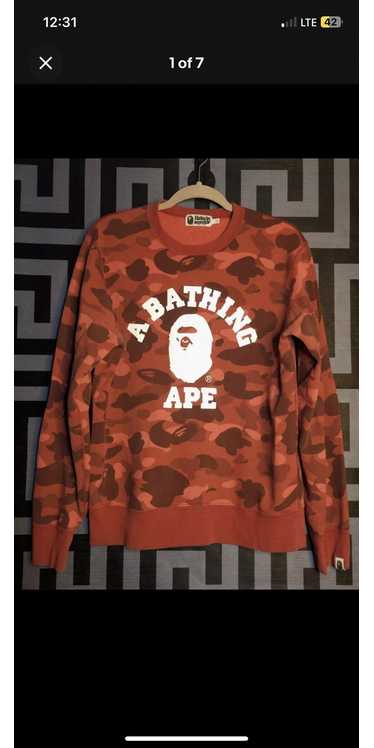 Bape A bathing ape red long sleeve sweatshirt size