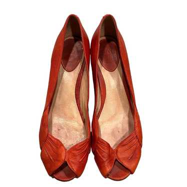 Women’s Frye Red Orange Ada Peep Pleated Heel Pum… - image 1