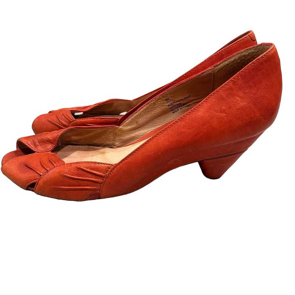 Women’s Frye Red Orange Ada Peep Pleated Heel Pum… - image 2