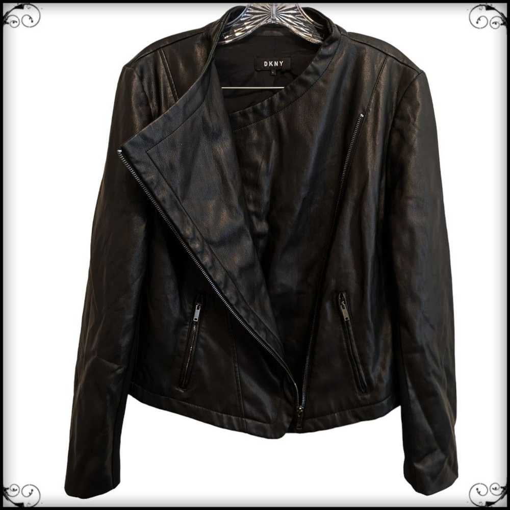 DKNY DKNY Faux Leather Asymmetrical Zip Up Moto J… - image 3