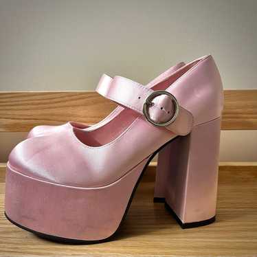 dolls kill sugar thrillz pink platform heels