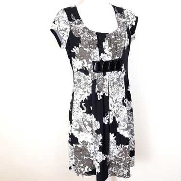 Enfocus Studio Black White Floral Jersey Knit Dres