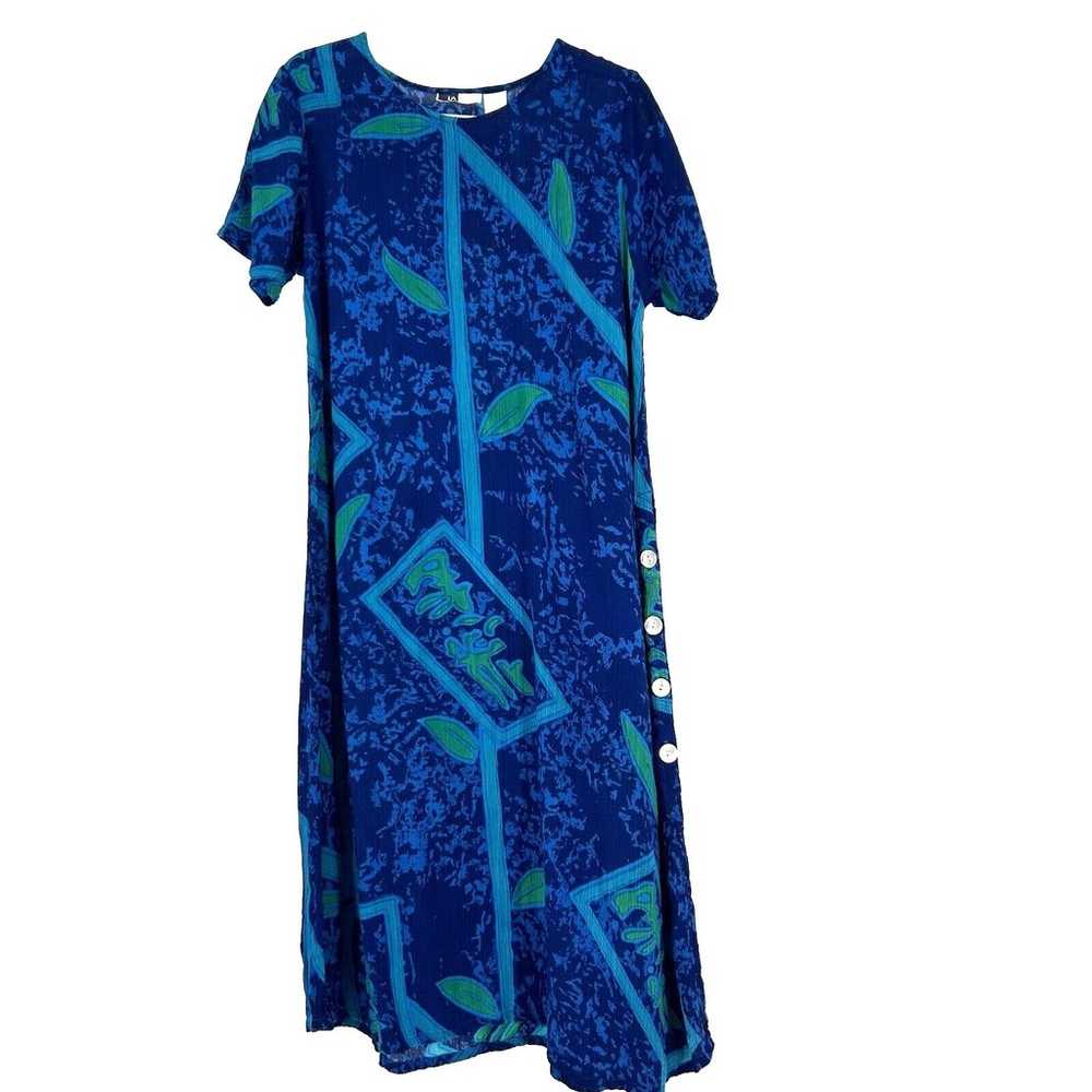 La Cera Gauzy Midi Shift Dress Boho Art To Wear B… - image 1