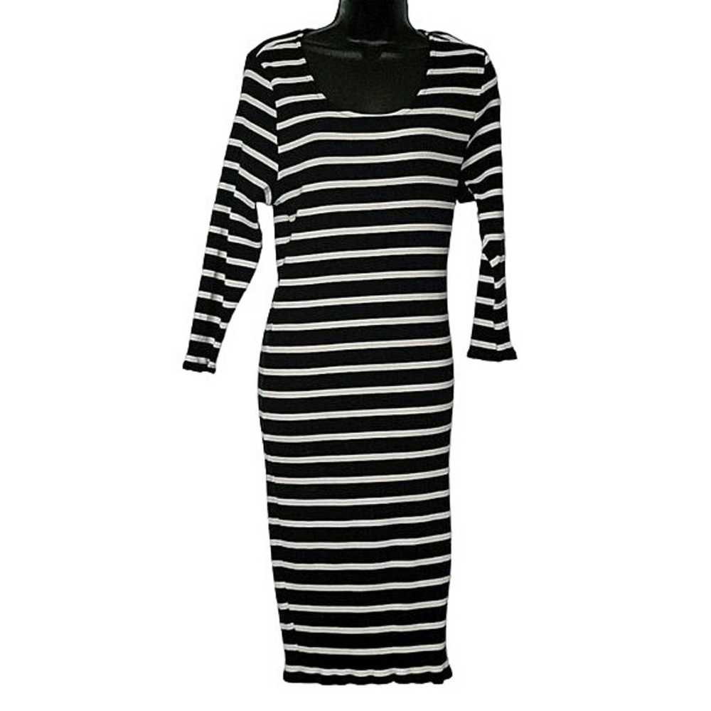 TORRID Striped Black/White Bodycon Ribbed Dress K… - image 1