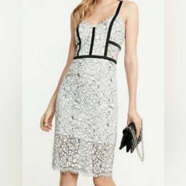 Express White with Black Piped Lace midi Dress