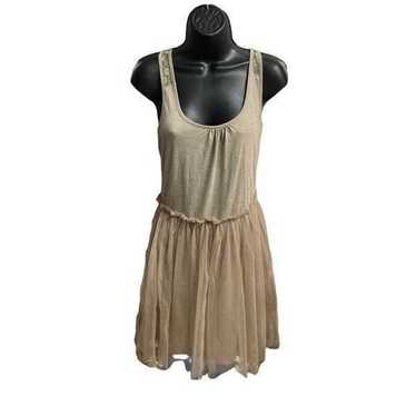 Anthropologie A’Reve Tulle Beige Sleeveless Dress… - image 1