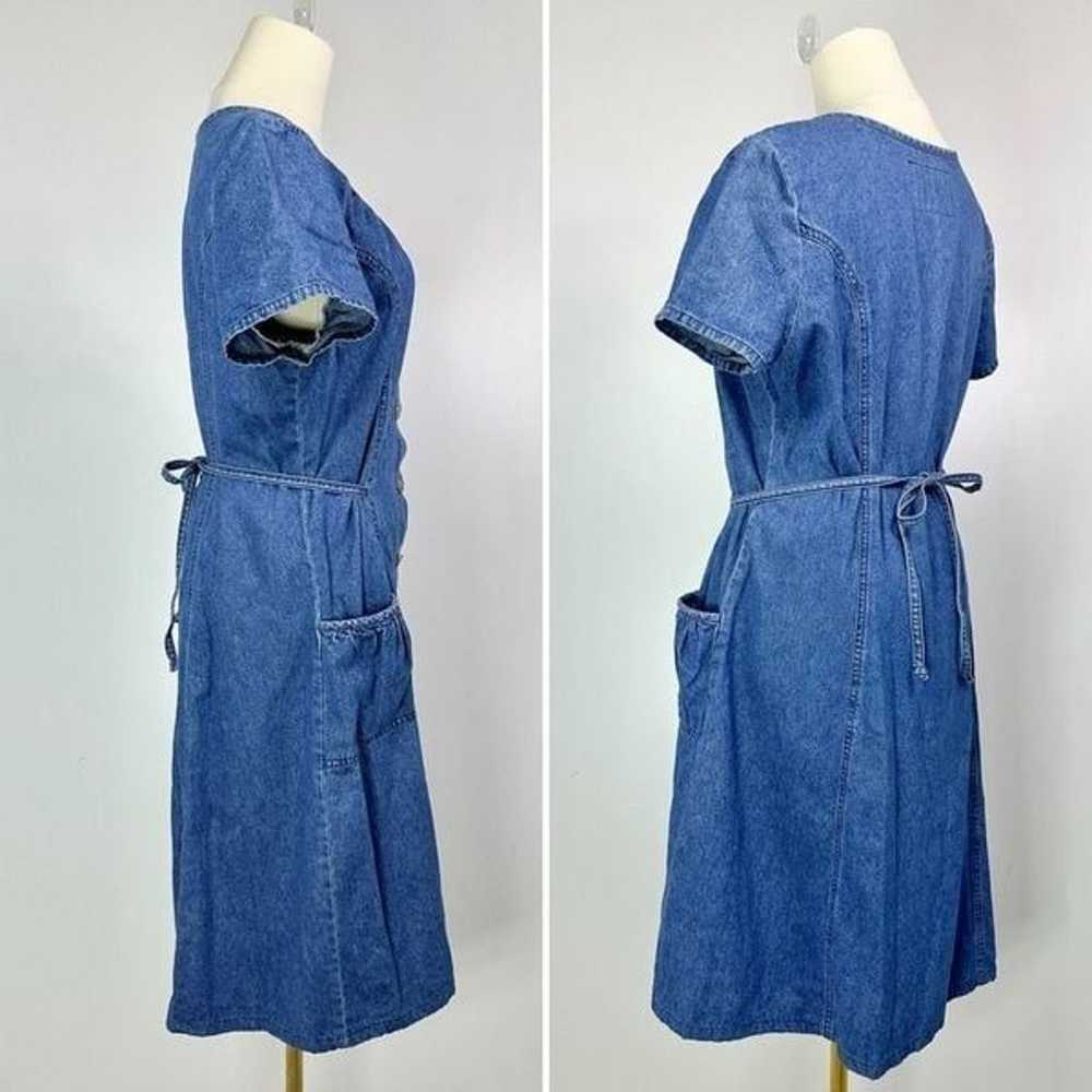 Vtg 80s 90s Conduct Blues Tie Back Denim Dress Sz… - image 7