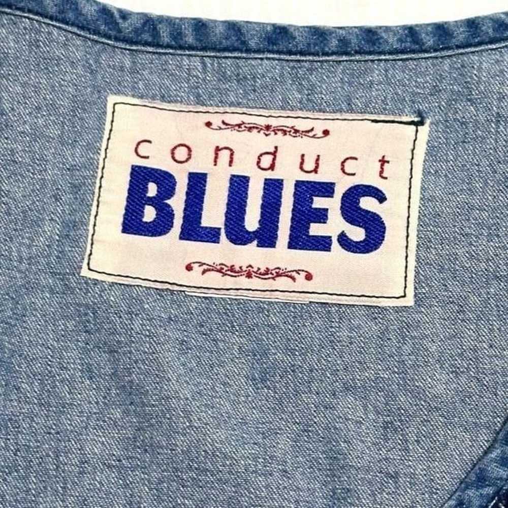 Vtg 80s 90s Conduct Blues Tie Back Denim Dress Sz… - image 8