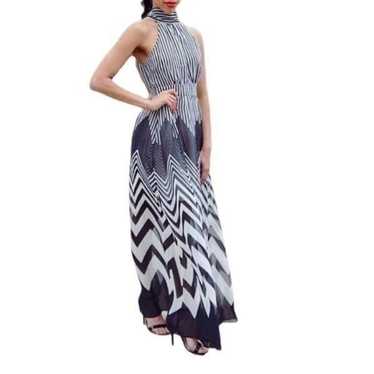 Striped & Chevron Maxi Dress Sz M - image 1