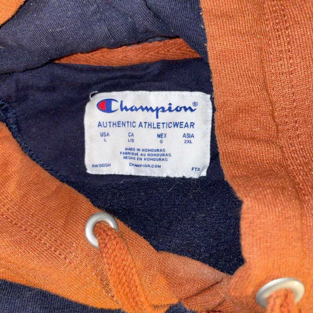 Champion Navy Blue/ Dark Orange Champion Hoodie - image 2