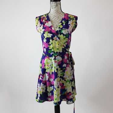 Yumi Kim Purple Floral Wrap Dress Sleeveless
