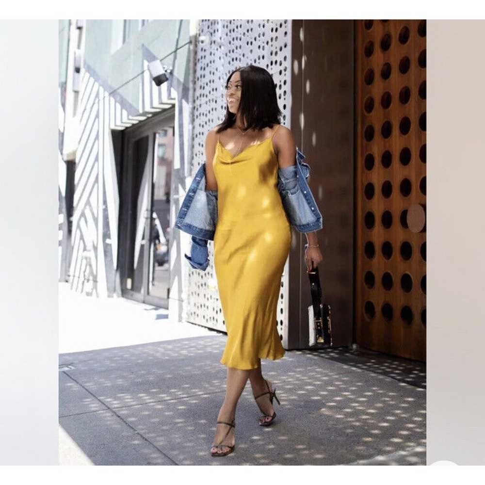 Zara Mustard Yellow Gold Satin Midi Slip Dress Wo… - image 12