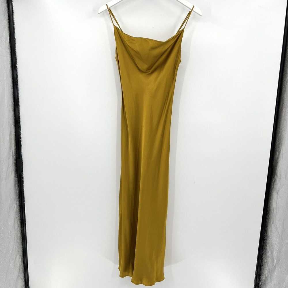 Zara Mustard Yellow Gold Satin Midi Slip Dress Wo… - image 3