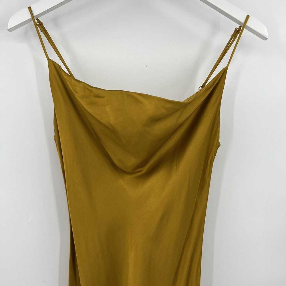 Zara Mustard Yellow Gold Satin Midi Slip Dress Wo… - image 4