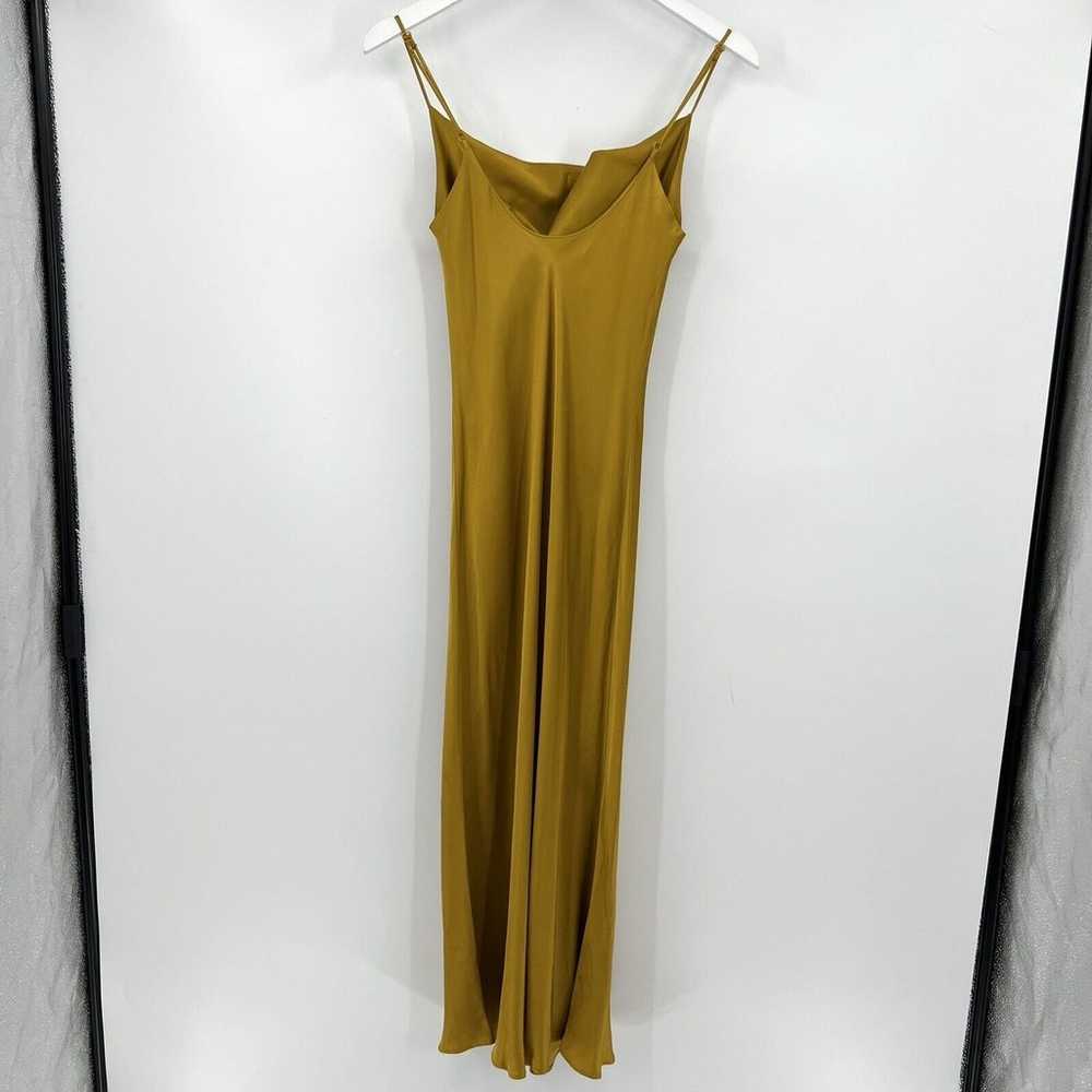 Zara Mustard Yellow Gold Satin Midi Slip Dress Wo… - image 6