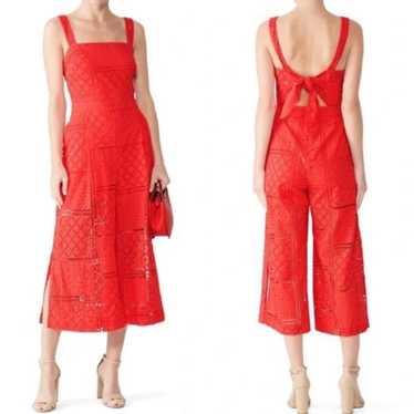 Parker Ashton Sleeveless Tie-Back Eyelet Crop Red 