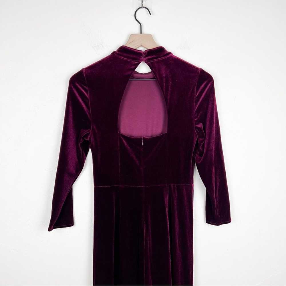 Eliza J Ruched Velvet Midi Ruffle Dress in Burgun… - image 10