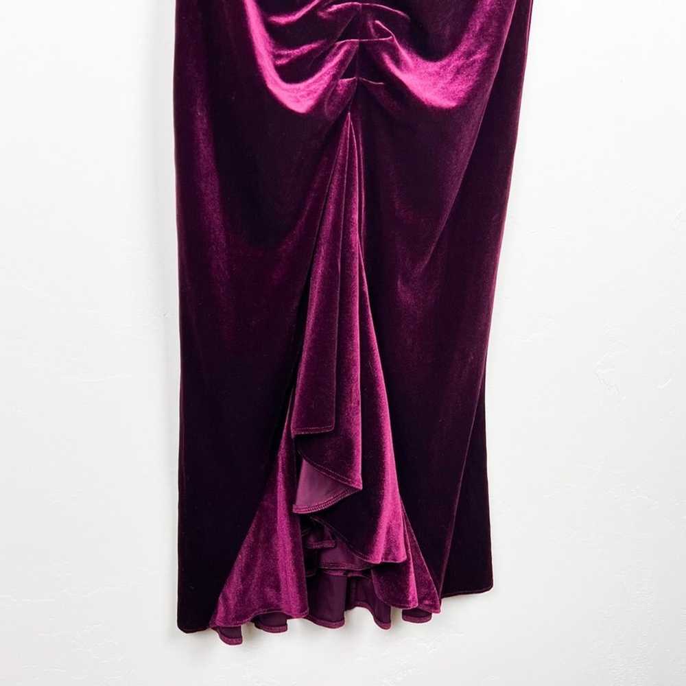 Eliza J Ruched Velvet Midi Ruffle Dress in Burgun… - image 8