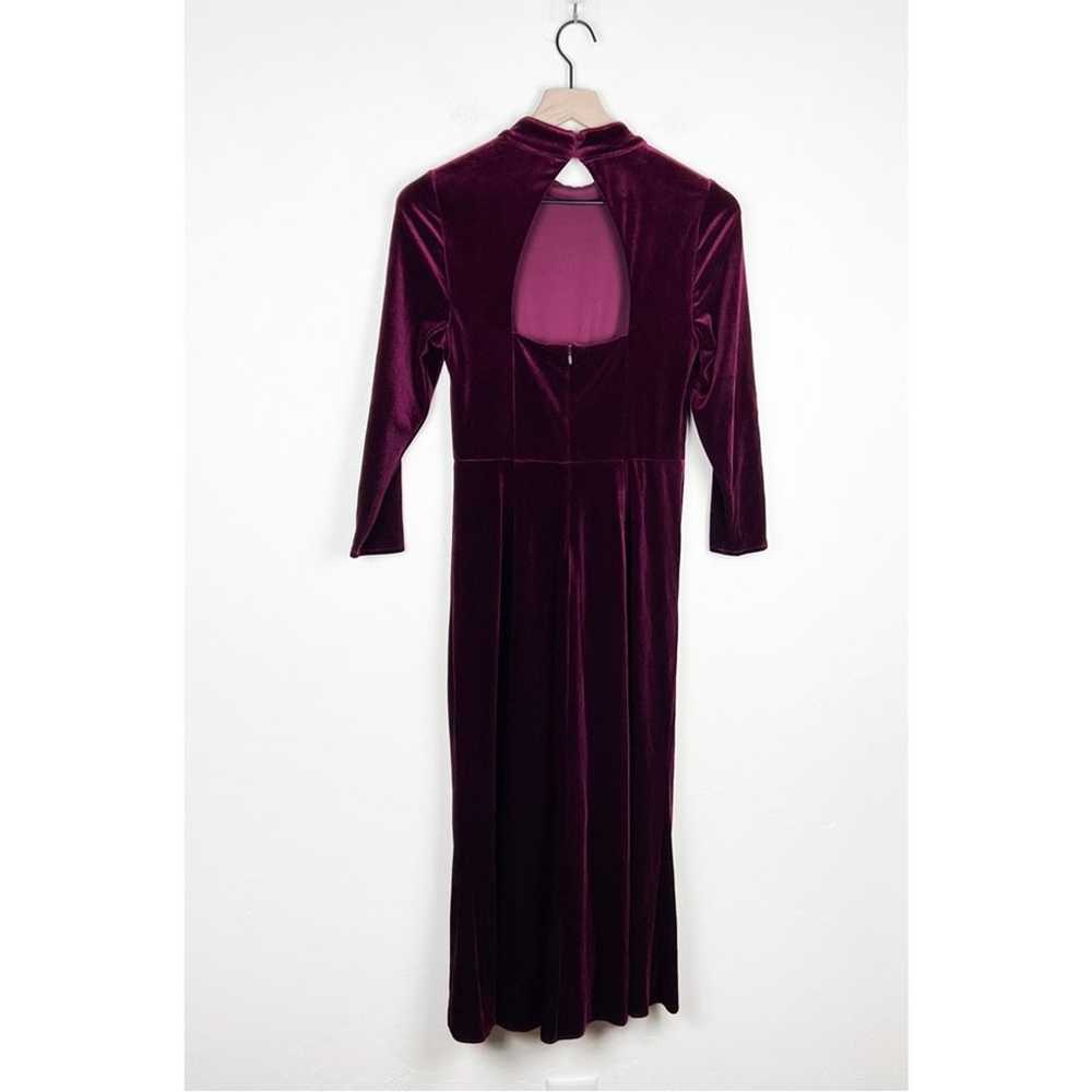 Eliza J Ruched Velvet Midi Ruffle Dress in Burgun… - image 9