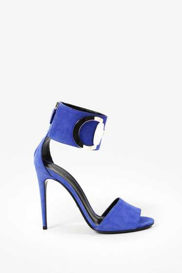 Gucci Gucci Blue Suede Maxi Ankle Strap Pumps