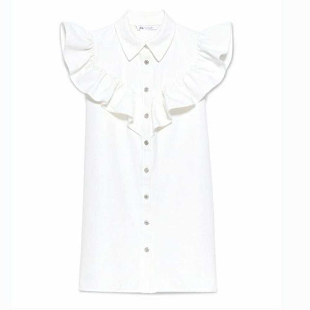 ZARA Denim Sleeveless Button Front Western Shirt … - image 4
