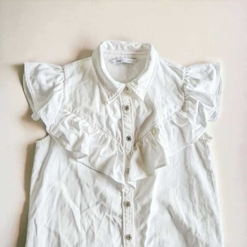 ZARA Denim Sleeveless Button Front Western Shirt … - image 7