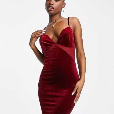 Asos Luxe • Velvet Mini Dress with Mesh Cutouts