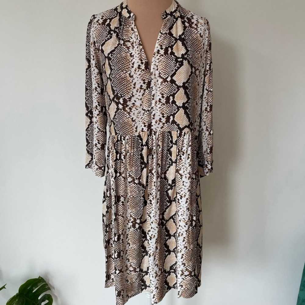 Anthropologie Maeve Juno Snake Print V-Neck 3/4 S… - image 1