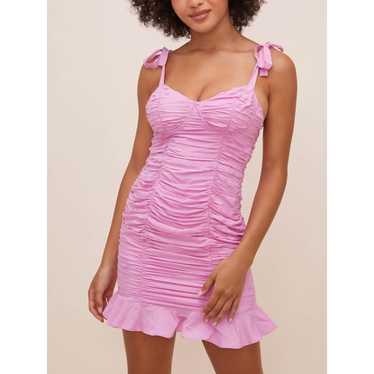 ASTR the Label Aiko Ruched Mini Dress in Pink