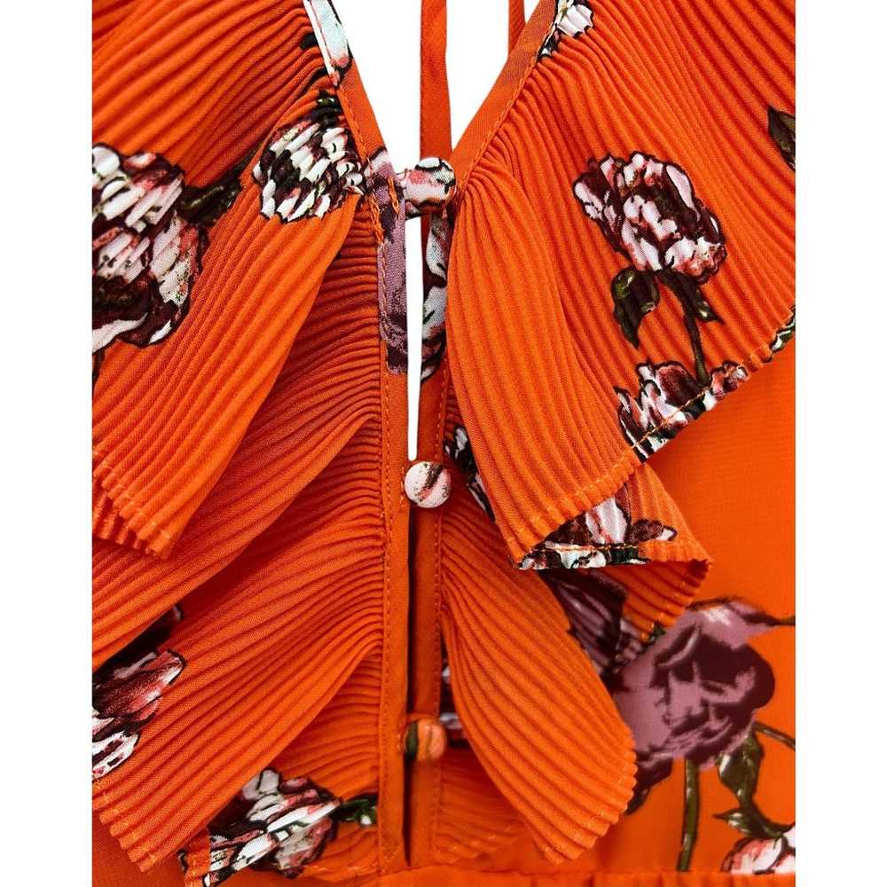 Loved By You Red Orange Floral Print Pleated Chif… - image 3
