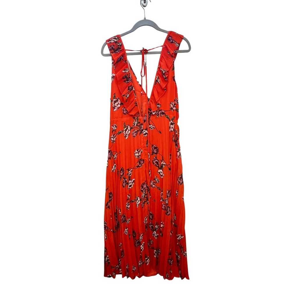 Loved By You Red Orange Floral Print Pleated Chif… - image 7