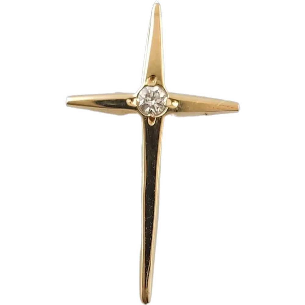 14 Karat Yellow Gold Diamond Cross Pendant #17706 - image 1