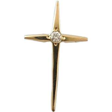 14 Karat Yellow Gold Diamond Cross Pendant #17706 - image 1