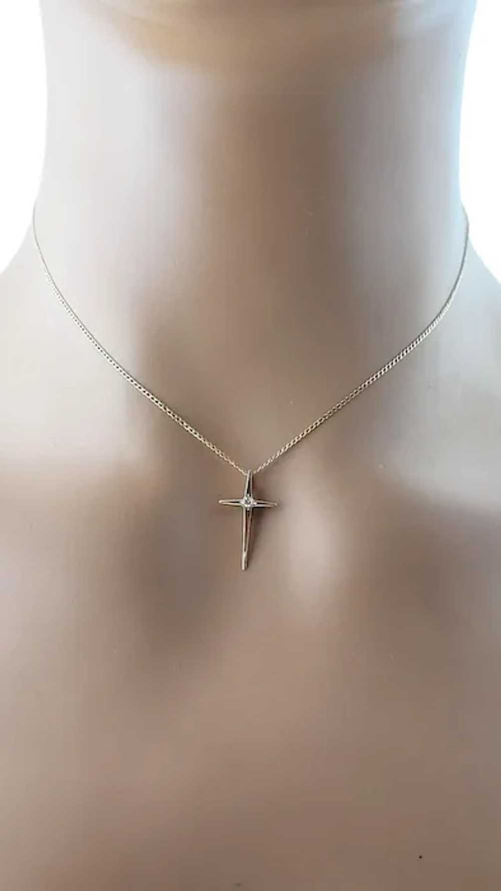 14 Karat Yellow Gold Diamond Cross Pendant #17706 - image 6