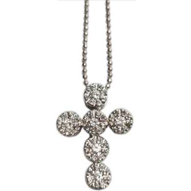 14K White Gold Cubic Zirconia Cross with Chain #17