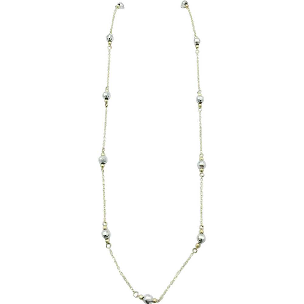 14K Two Toned Bean and Link Necklace - image 1