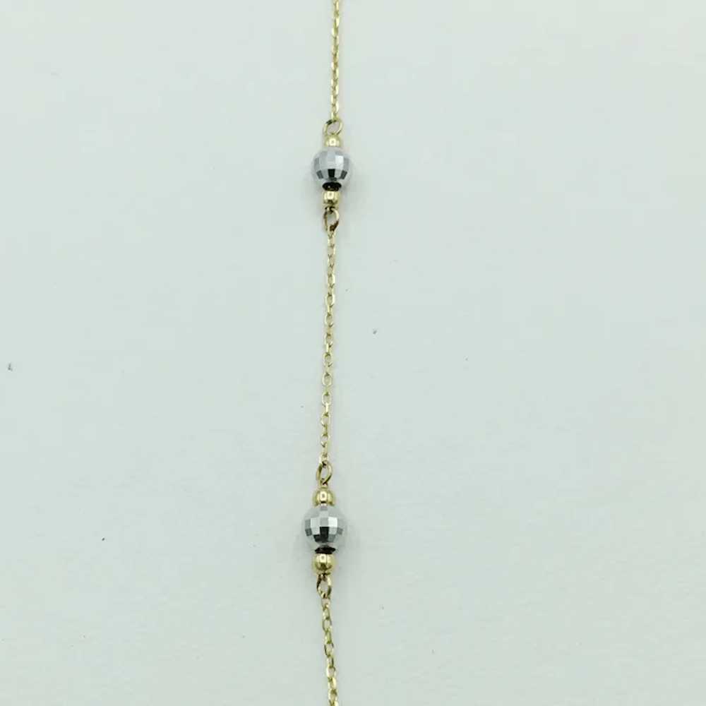 14K Two Toned Bean and Link Necklace - image 2